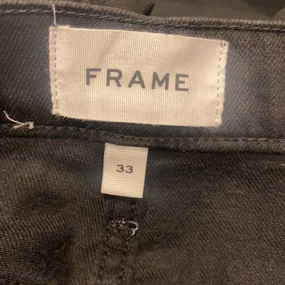 Frame Le Sylvie Hi Rise Straight Jean Black Stripe Size 33 - Picture 9 of 16